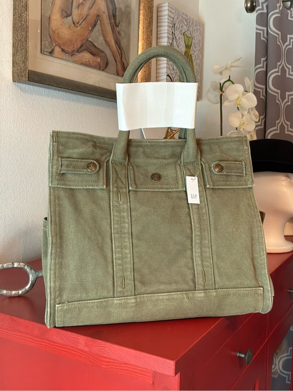 GAP Five Pocket Tote Olive Green